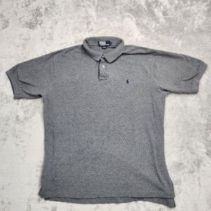 Polo Ralph Lauren Polo Shirt Mens Large Collared Rib Knit Embroidered Logo Gray